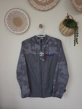 Callaway Mens Packable Wind Jacket In Gray Camo